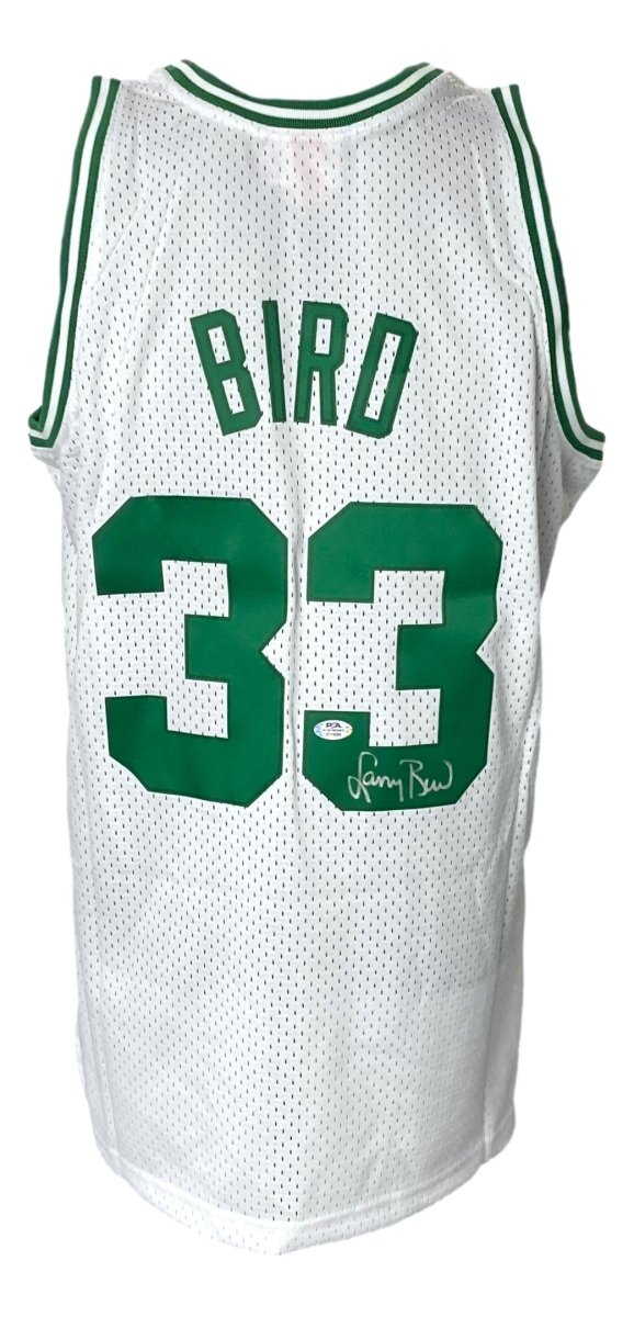 Larry Bird Signed Celtics White M&N Hardwood Classics Swingman Jersey PSA ITP - Sports Integrity