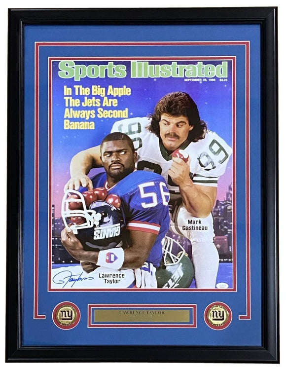 Lawrence Taylor Signed Framed 16x20 New York Giants SI Cover Photo JSA - Sports Integrity