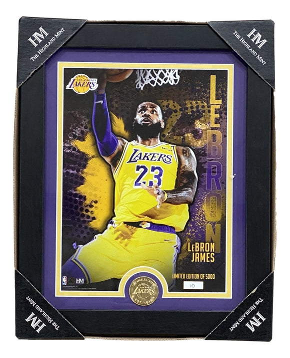 Lebron James Framed 8x10 Los Angeles Lakers Photo w/ Highland Mint Coin - Sports Integrity