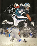 LeSean McCoy Signed 16x20 Philadelphia Eagles Snow Game Hurdle Photo PSA/DNA - Sports Integrity