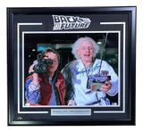 Michael J Fox & Lloyd Signed Framed 16x20 Back to the Future Camera Photo BASJSA - Sports Integrity