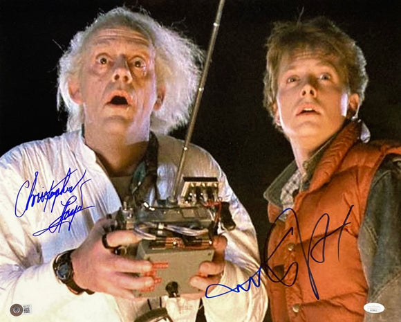 Michael J. Fox Chris Lloyd Signed 16x20 Back to the Future Front Photo BAS+JSA - Sports Integrity