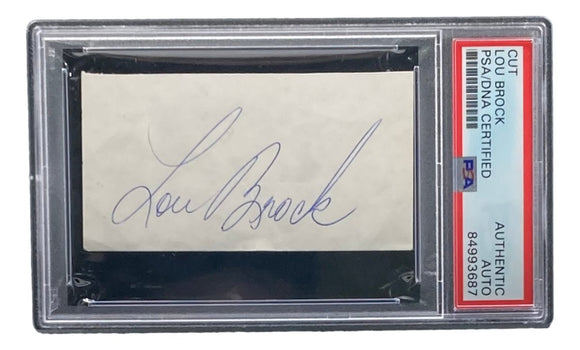 Lou Brock St. Louis Cardinals Signed Slabbed Cut Signature PSA/DNA - Sports Integrity