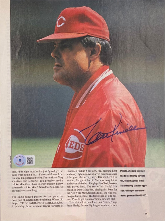 Lou Pinieilla Signed Cincinnati Reds Magazine Page BAS BH71195 - Sports Integrity