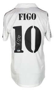 Luis Figo Signed White Real Madrid Soccer Jersey BAS - Sports Integrity