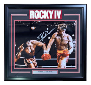 Dolph Lundgren Signed Framed 16x20 Rocky IV Punch Photo PSA ITP - Sports Integrity