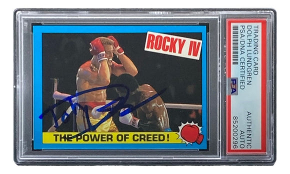 Dolph Lundgren Signed 1985 Topps #18 Rocky IV Ivan Drago Trading Card PSA/DNA - Sports Integrity