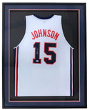 Magic Johnson USA Signed Framed White Basketball Jersey JSA - Sports Integrity