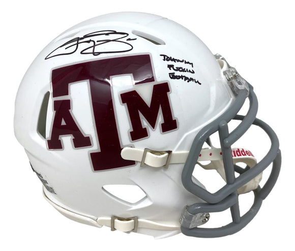 Johnny Manziel Signed Texas A&M White Mini Speed Helmet Johnny Football BAS - Sports Integrity