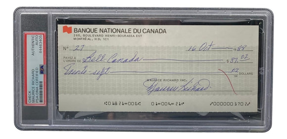 Maurice Richard Signed Montreal Canadiens Bank Check #27 PSA/DNA - Sports Integrity