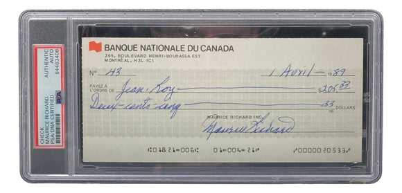 Maurice Richard Signed Montreal Canadiens Bank Check #43 PSA/DNA - Sports Integrity