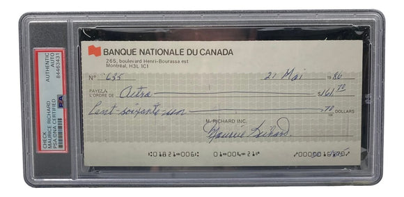 Maurice Richard Signed Montreal Canadiens Bank Check #635 PSA/DNA - Sports Integrity