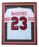 Christian McCaffrey San Francisco Signed Framed White Football Jersey JSA - Sports Integrity