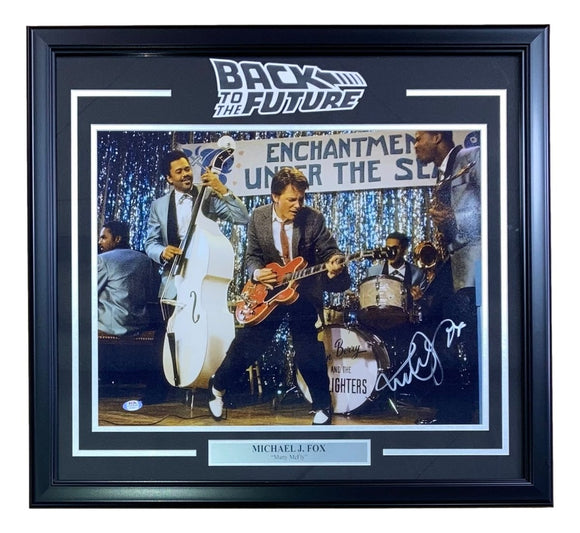 Michael J. Fox Signed Framed 16x20 Back To The Future Dance Photo PSA - Sports Integrity