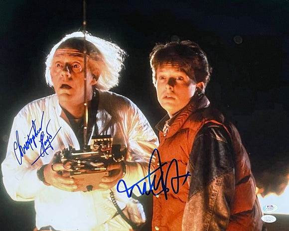 Michael J. Fox Chris Lloyd Signed 16x20 Back to the Future Remote Photo JSA PSA - Sports Integrity