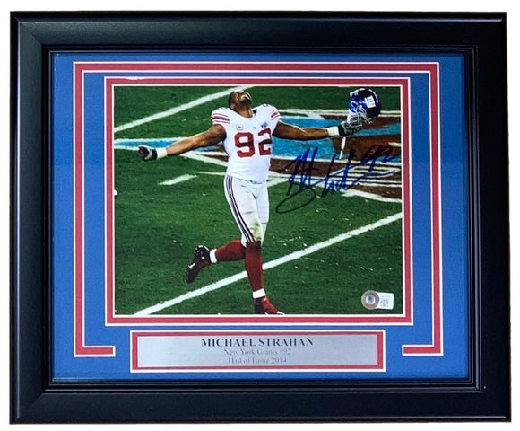 Michael Strahan Signed Framed 8x10 New York Giants Photo BAS - Sports Integrity