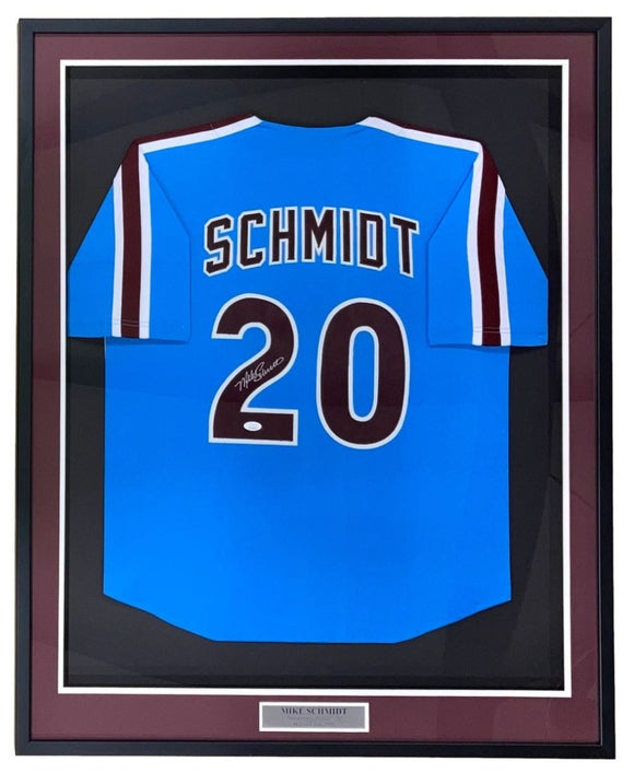 Mike Schmidt Philadelphia Signed Framed Blue Baseball Jersey JSA Hologram - Sports Integrity