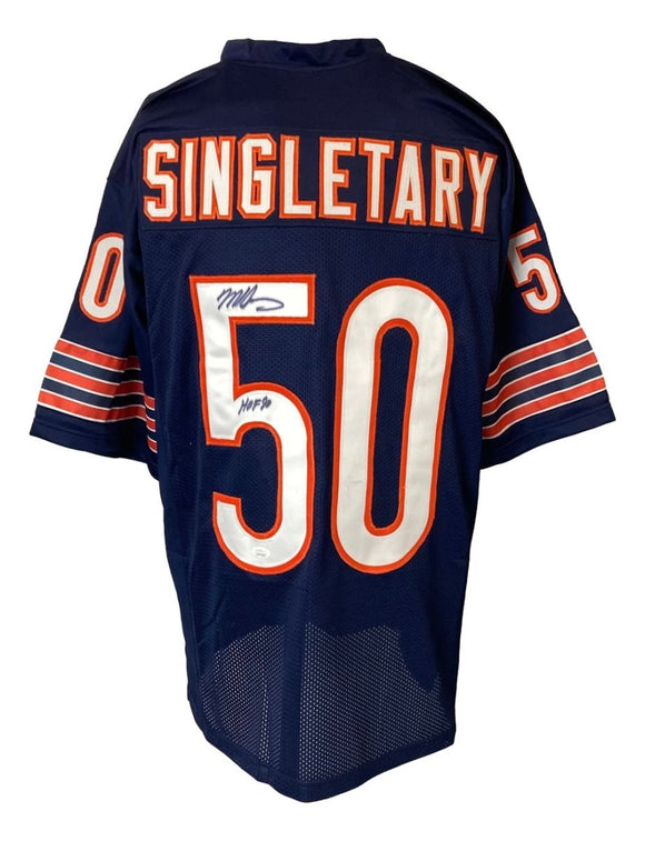 Mike Singletary Chicago Signed Navy Blue Football Jersey HOF 98 Inscribed JSA - Sports Integrity