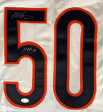 Mike Singletary Chicago Signed White Football Jersey HOF 98 Inscribed JSA - Sports Integrity