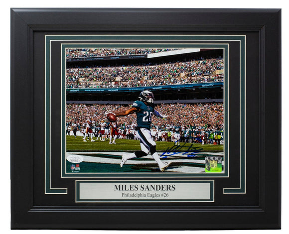 Miles Sanders Signed Framed Philadelphia Eagles 8x10 Touchdown Photo JSA ITP - Sports Integrity