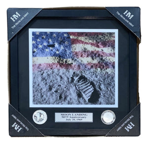 NASA Framed 8x10 Moon Landing 50th Anniversary Photo w/ Highland Mint Coins - Sports Integrity