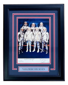 NASA Mercury Seven Signed Framed 8x10 Photo JSA BB80655 - Sports Integrity