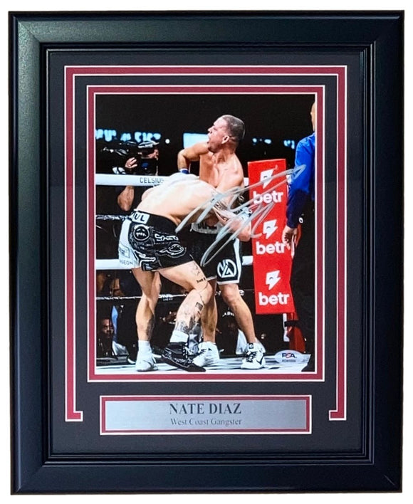 Nate Diaz Signed Framed 8x10 Boxing Choke Hold Photo PSA Hologram - Sports Integrity