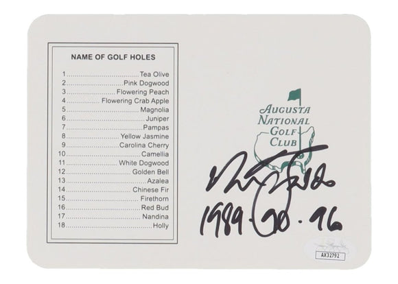 Sir Nick Faldo Signed Augusta National Scorecard 1989 - 90 - 96 Inscribed JSA - Sports Integrity