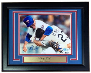 Nolan Ryan Signed Framed 8x10 Texas Rangers Ventura Fight Photo BAS - Sports Integrity