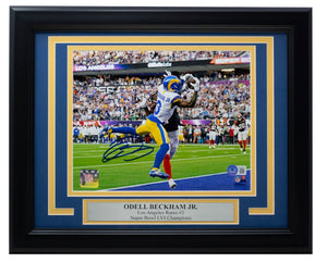 Odell Beckham Jr Signed Framed Los Angeles Rams 8x10 Super Bowl LVI Photo BAS - Sports Integrity