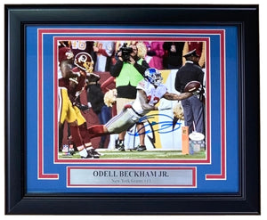 Odell Beckham Jr. Signed Framed 8x10 New York Giants Diving Catch Photo JSA - Sports Integrity