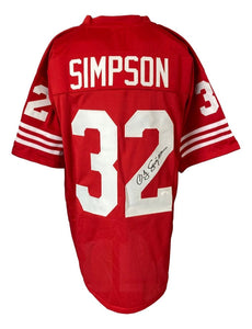 OJ Simpson San Francisco Signed Red Football Jersey JSA WA221962 - Sports Integrity