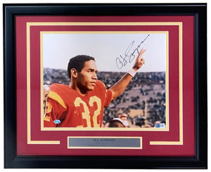 OJ Simpson Signed Framed 11x14 USC Trojans Photo BAS - Sports Integrity