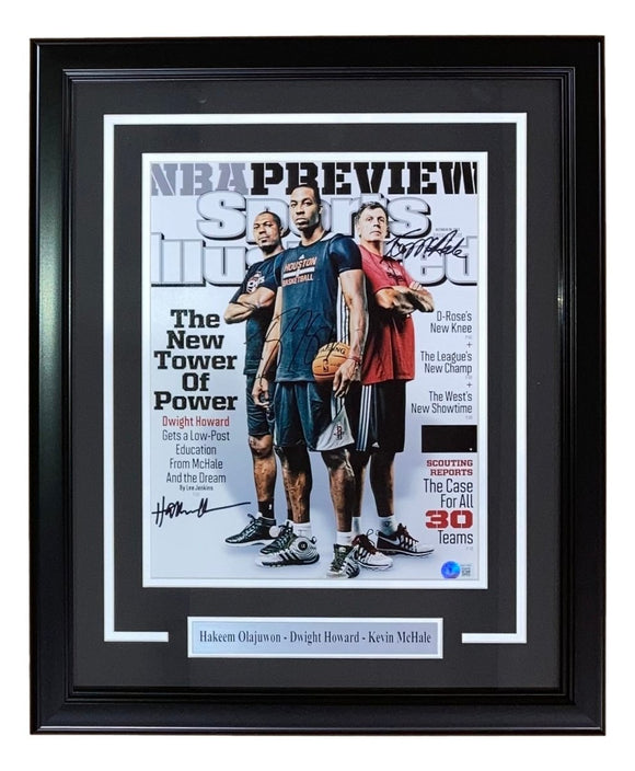 Hakeem Olajuwon Dwight Howard McHale Signed Framed 11x14 SI Cover Photo BAS LOA - Sports Integrity