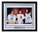 Ted Williams Bobby Orr Larry Bird Signed Framed 16x20 Boston Legends Photo BAS