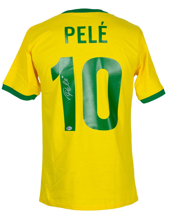 Pele Signed Yellow Brazil Soccer Jersey BAS - Sports Integrity