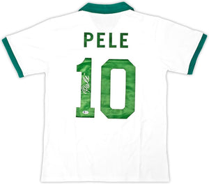 Pele New York Signed White Soccer Jersey BAS - Sports Integrity