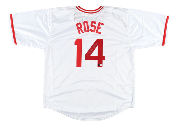 Pete Rose Cincinnati Signed White Baseball Jersey BAS