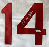 Pete Rose Cincinnati Signed White Baseball Jersey JSA Hologram - Sports Integrity