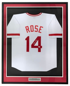 Pete Rose Cincinnati Signed Framed White Baseball Jersey JSA Hologram - Sports Integrity