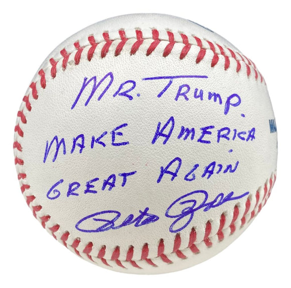 Pete Rose Reds Signed MLB Baseball Mr Trump Make America Great Again JSA - Sports Integrity