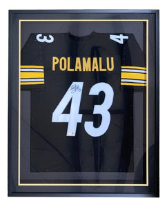 Troy Polamalu Pittsburgh Signed Framed Custom Black Football Jersey BAS ITP