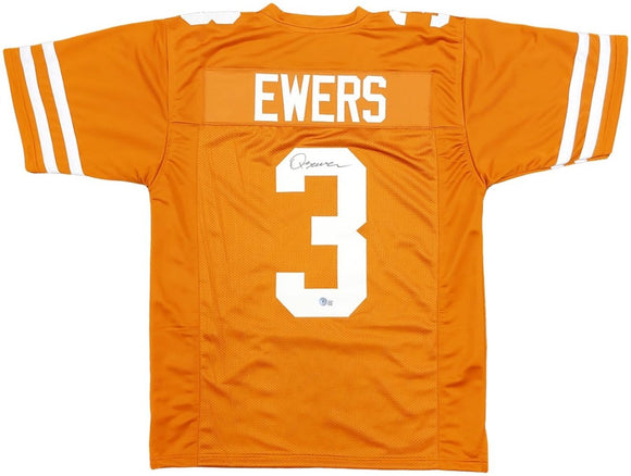 Quinn Ewers Texas Signed Orange Football Jersey BAS - Sports Integrity