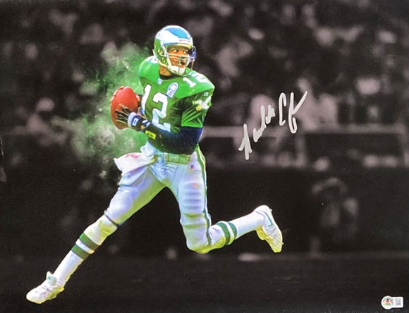 Randall Cunningham Signed 16x20 Philadelphia Eagles Green Jersey Photo BAS - Sports Integrity