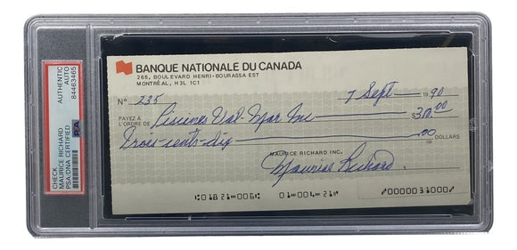 Maurice Richard Signed Montreal Canadiens Bank Check #235 PSA/DNA - Sports Integrity