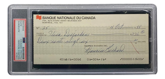 Maurice Richard Signed Montreal Canadiens Bank Check #25 PSA/DNA - Sports Integrity