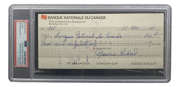 Maurice Richard Signed Montreal Canadiens Bank Check #365 PSA/DNA - Sports Integrity