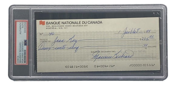 Maurice Richard Signed Montreal Canadiens Bank Check #46 PSA/DNA - Sports Integrity