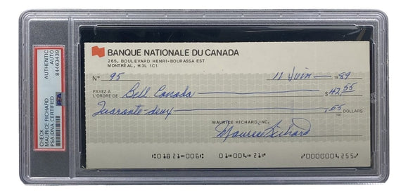 Maurice Richard Signed Montreal Canadiens Bank Check #95 PSA/DNA - Sports Integrity