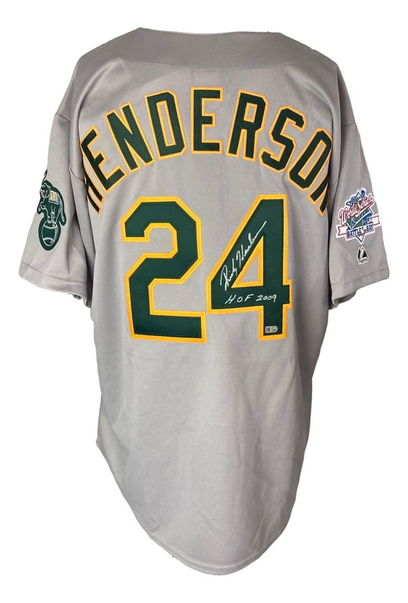 Rickey Henderson Signed A's Gray Majestic 1989 WS Jersey HOF 2009 MLB Hologram - Sports Integrity